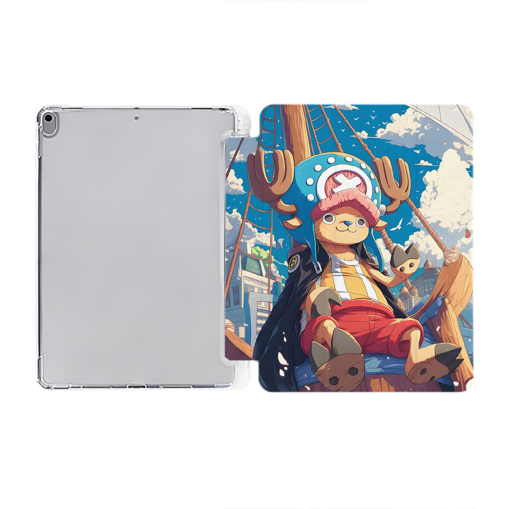 ワンピース ONE PIECE IPad ケース ペン収納付き 三つ折りスタンド PUレザー×シリコン 対応機種9.5/10.5/10.9インチ